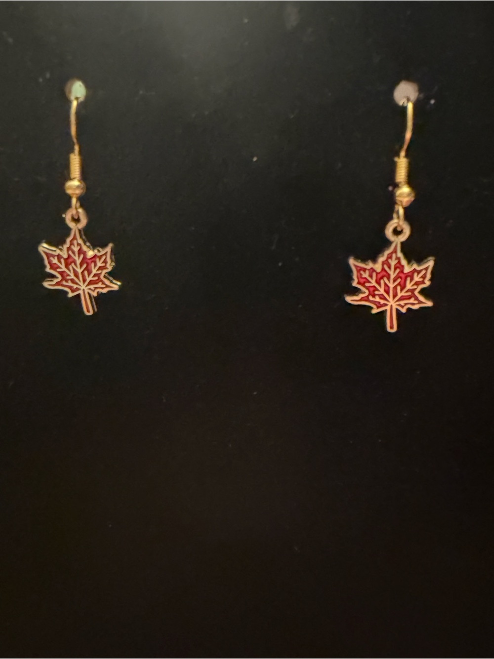 🎇Multi🎇Gold-Tone Red Maple Leaf Drop Earrings (3/$15)